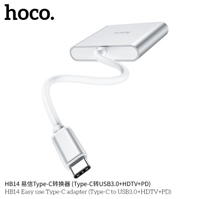 Hoco. HB14 Adaptador Type C 3iN1 (USB3.0+HDTV+PD) Hoco. HB14 Adaptador Type C 3iN1 (USB3.0+HDTV+PD)