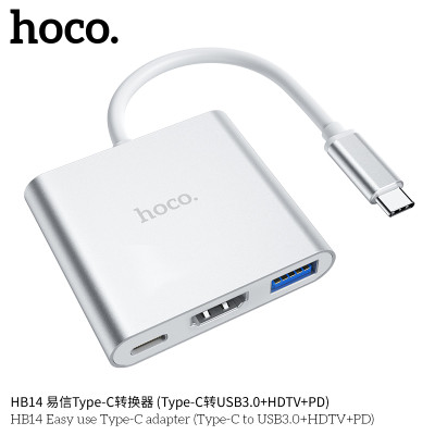 Hoco. HB14 Adaptador Type C 3iN1 (USB3.0+HDTV+PD) Hoco. HB14 Adaptador Type C 3iN1 (USB3.0+HDTV+PD)