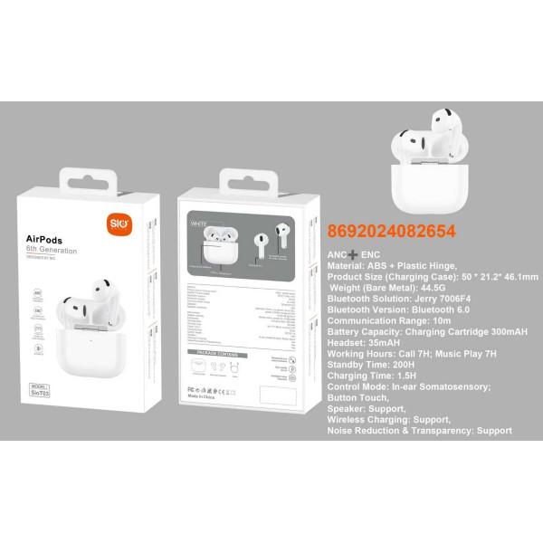 Sio. T03 Auriculares Inalambricos TWS 7h ANC+ENC+Trasparencia