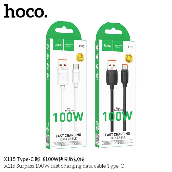 Hoco. X115 Cable Carga/Datos 100W (USB-C)
