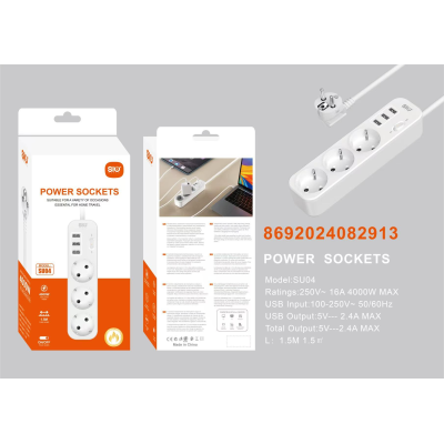 Sio SU04 Enchufe Pared Multiple (3A)