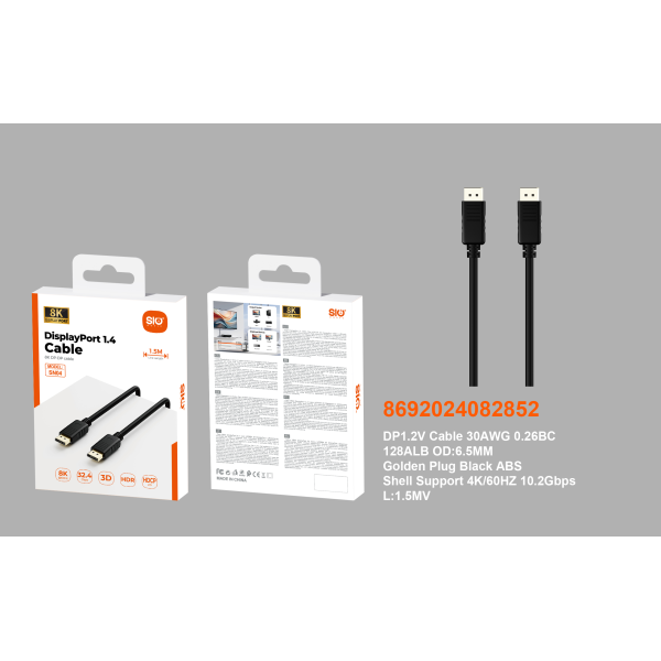 Sio SN-04 Cable DisplayPort 4K 1.5M