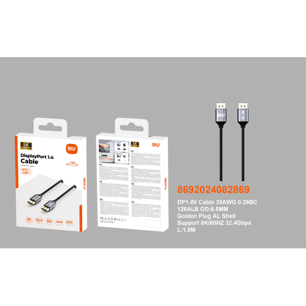 Sio SN-05 Cable DisplayPort 8K 1.5M