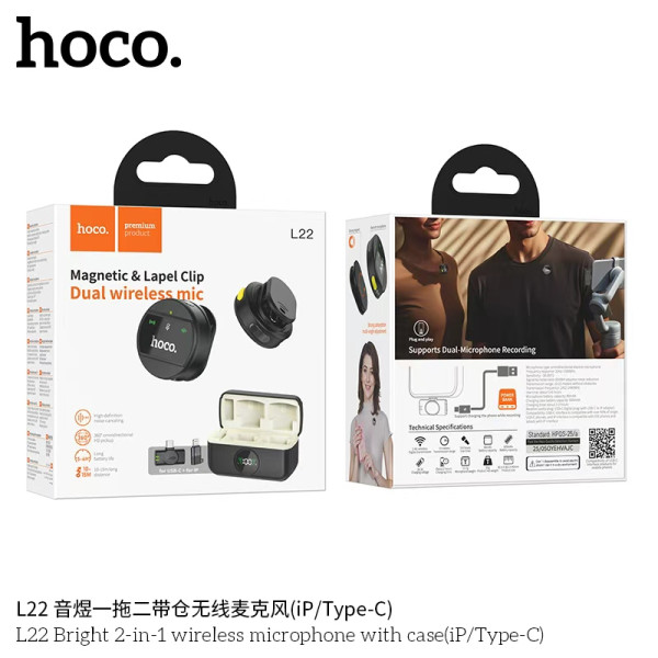 Hoco. L22 2iN1 Microfono Inalambrico (iP/Type-C) (ENC）