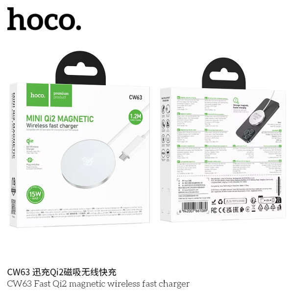 Hoco. CW63 Carga Inalambrica Magsafe (Qi2)