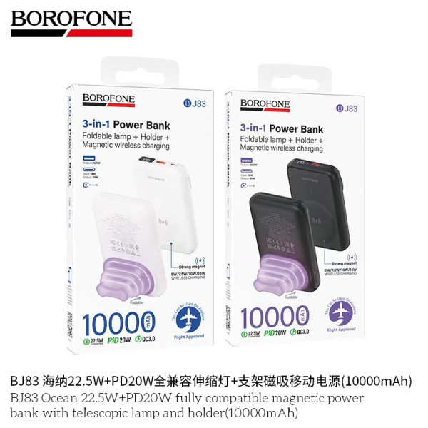 Borofone BJ83 Power Bank Inalambrico+Soporte (10000mAh)