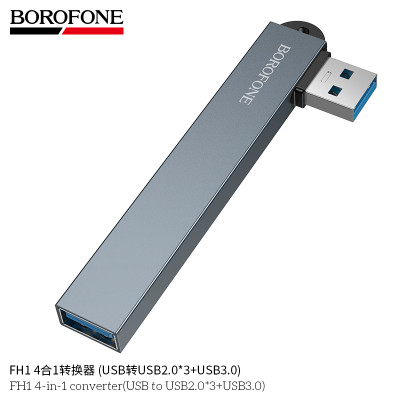 Borofone. FH1 Adaptador 4En1 (USB a USB2.0*3+USB3.0)