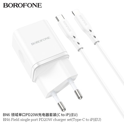 Borofone Bn6 Cargadores Pd20W Con Cable Tipo-C A Lightning