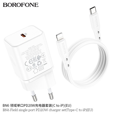 Borofone Bn6 Cargadores Pd20W Con Cable Tipo-C A Lightning