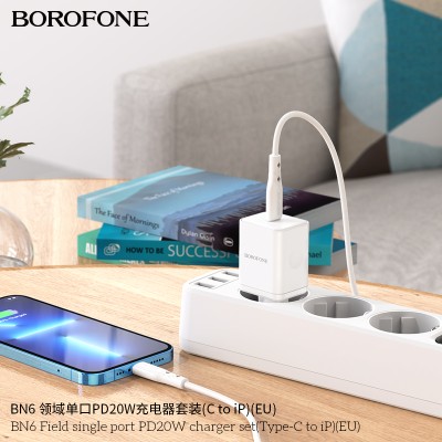 Borofone Bn6 Cargadores Pd20W Con Cable Tipo-C A Lightning