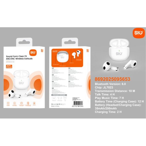 Sio. ST5Mini Auriculares TWS BT ANC+ENC 7h