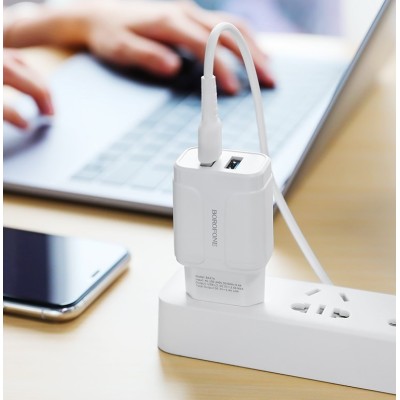 Borofone Ba37A Cargador Rapido Doble Usb Con Cable Micro Usb