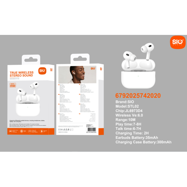 Sio. STL02 Auricular TWS BT ENC+8h