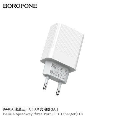 Borofone Ba40A Cargador Enchufe Tres Usb Qc 3.0