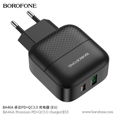 Borofone Ba46A Cargador Enchufe Rapido Pd 20W +Qc 3.0