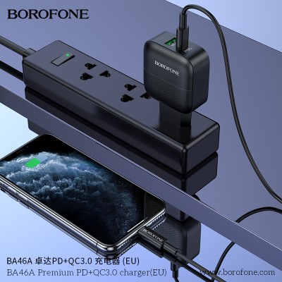 Borofone Ba46A Cargador Enchufe Rapido Pd 20W +Qc 3.0