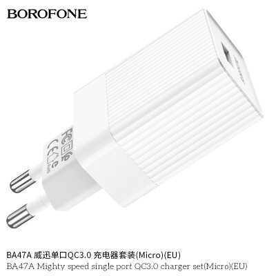 Borofone BA47A Carga Dor Rapido Qc 3.0Con Cable Micro Usb