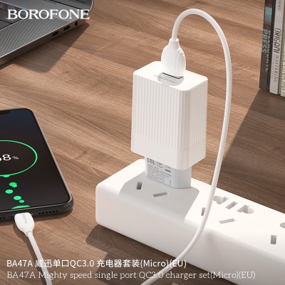 Borofone BA47A Carga Dor Rapido Qc 3.0Con Cable Micro Usb