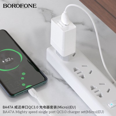 Borofone BA47A Carga Dor Rapido Qc 3.0Con Cable Micro Usb