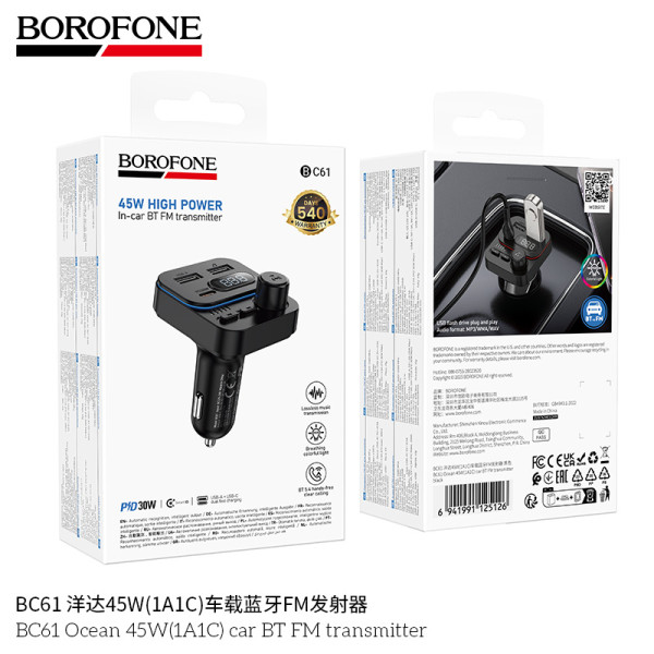 Borofone BC61 Transmisor FM Coche 45W(1A1C)