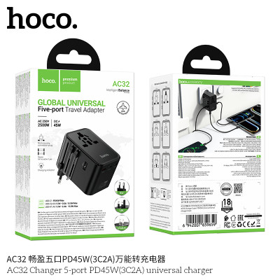 Hoco. AC32 Enchufe Universal 45W(3C2A)