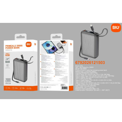 Sio. PB05 Power Bank Con Cable Carga Rapida 20000mAh