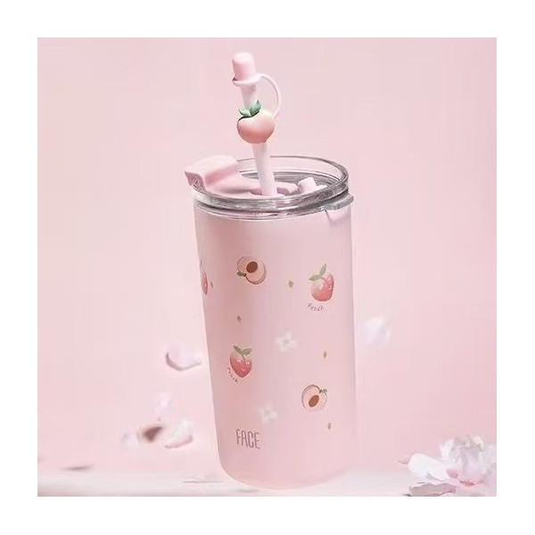 Vaso de agua de acero inoxidable con pajita