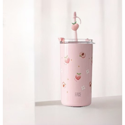 Vaso de agua de acero inoxidable con pajita