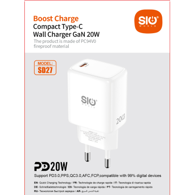 Sio. SD27 Cargador PD20W GaN