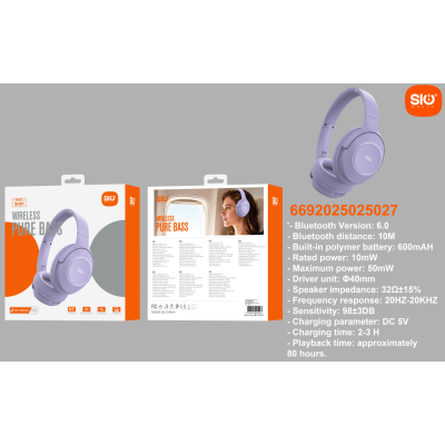 Sio. SH01 Cascos Inalambricos 80h