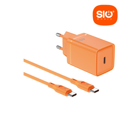 Sio. SD25 Cargador 45W Cable (C-C) Naranja