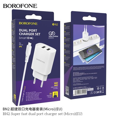 Borofone Bn2 Cargadores De Doble Puerto Super Fast Micro