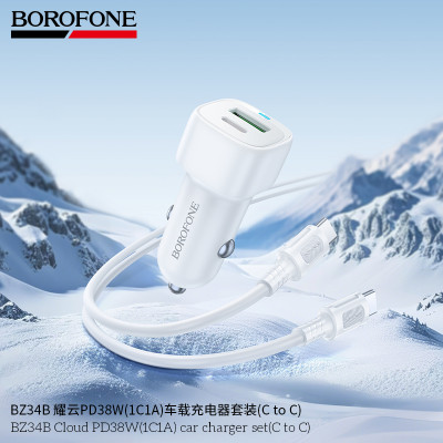 Borofone BZ34B Cargador Coche PD38W+QC3.0 (C-C)