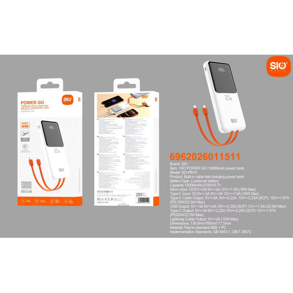 Sio. SO-PB10 Power Bank GO 22.5W 10000mAh