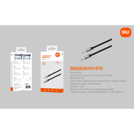 Sio SN18 Cable Jack a Jack 3.5mm