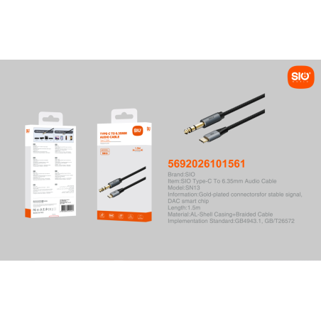 Sio SN13 Cable Type C a Jack 6.35mm