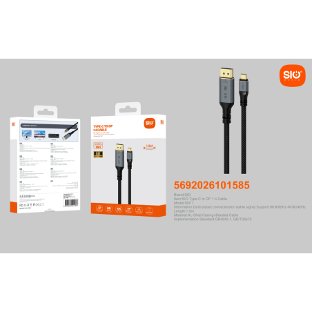 Sio SN11 Cable Type C a DisplayPort 8K