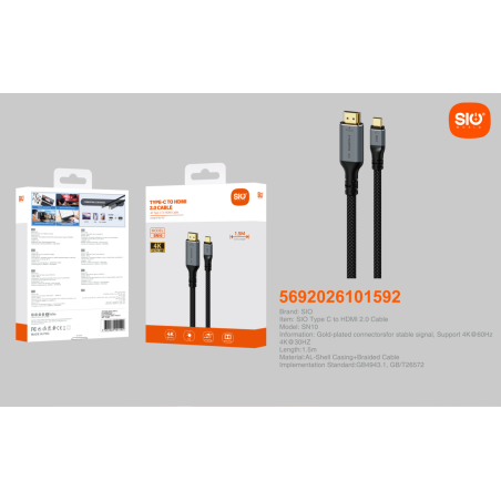 Sio SN10 Cable Type C A HDMI 4K