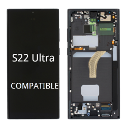 Pantalla Completa Para S22 Ultra / S908 Con Marco Negro Sin Huella