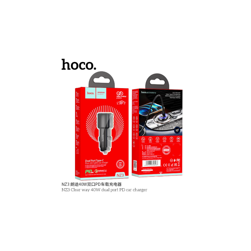 Hoco. NZ3 Clear way 40W dual port PD car charger