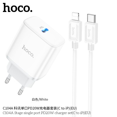 Hoco C104A Cargadores Pd20W Con Cable Tipo-C A Lightning