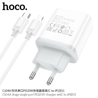 Hoco C104A Cargadores Pd20W Con Cable Tipo-C A Lightning