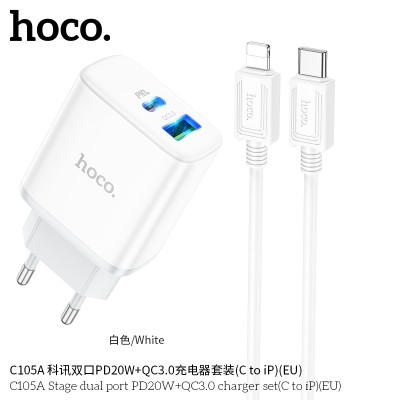 Hoco C105A Cargadores Pd20W+Qc3.0 Con Cable Tipo-C A Ip