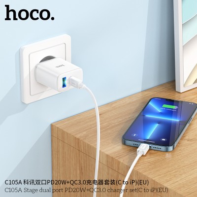 Hoco C105A Cargadores Pd20W+Qc3.0 Con Cable Tipo-C A Ip