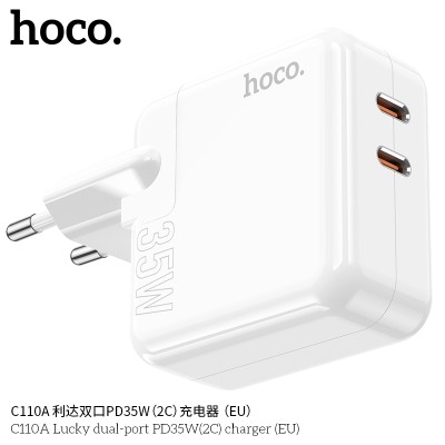 Hoco C110A Cargadores Enchufe Pd35W Doble Usb C Sin Cable