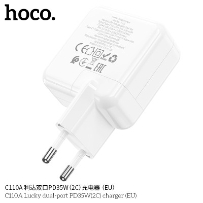 Hoco C110A Cargadores Enchufe Pd35W Doble Usb C Sin Cable