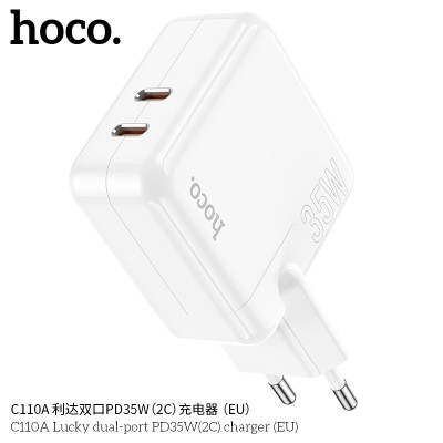 Hoco C110A Cargadores Enchufe Pd35W Doble Usb C Sin Cable