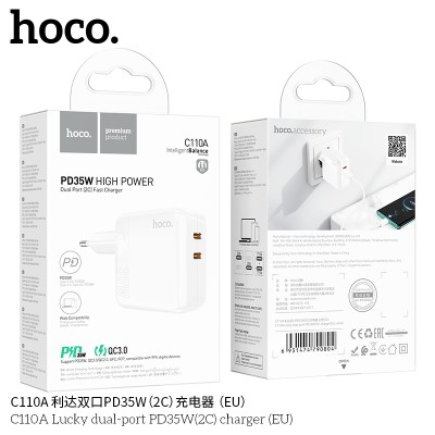 Hoco C110A Cargadores Enchufe Pd35W Doble Usb C Sin Cable