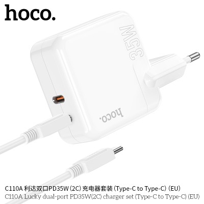 Hoco C110A Cargador Pd35W Doble Usb C Con Cable Tipo-C