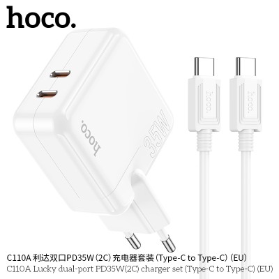 Hoco C110A Cargador Pd35W Doble Usb C Con Cable Tipo-C